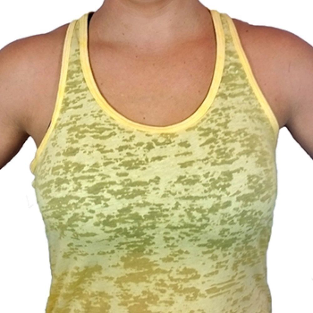 NWOT Over The Limit Yellow Racerback‎ Burnout Tank Top S